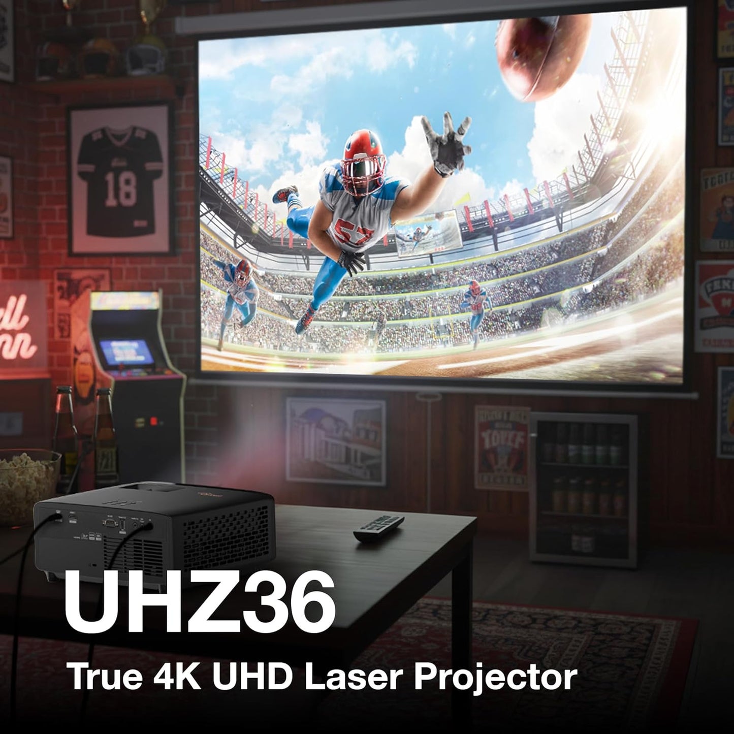 Optoma UHZ36 - 4K UHD, 3500 Lumens, HDR & Filmmaker Mode, Laser Home Theater Projector, 3500 Lumens