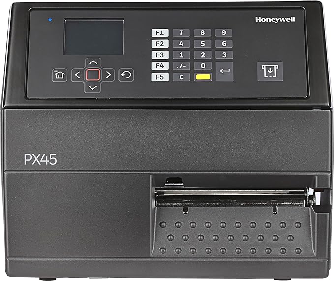 Honeywell PX45A Industrial Thermal Transfer Label Printer, 203 DPI, Ethernet Connectivity, 4" Class Barcode Label Printing, US & EU Power Cord, Model PX45A00000000200