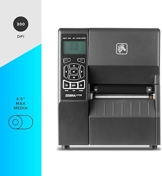 Zebra ZT230 Thermal Transfer Industrial Printer 300 dpi Print Width 4 in Serial USB Ethernet ZT23043-T01200FZ