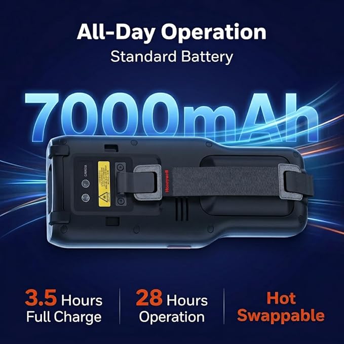 Honeywell CK62-X00-57S1ACG Handheld Barcode Scanner, Android 18 1D/2D Mobile Computer, 8GB/128GB, 47-Key Rugged PDA, 7000mAh Battery with Standard Scan Range (No Charging Base, 3-Year Warranty)