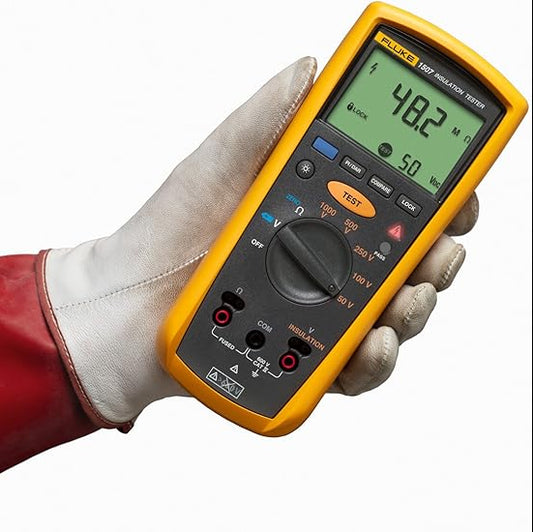 Fluke 1507 Digital Megohmmeter Insulation Resistance Tester, for Advanced Industrial and Electrical Insulation Testing, Offers Multiple Insulation Test Voltages: 50 V, 100 V, 250 V, 500 V, and 1000 V