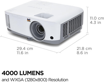 ViewSonic PA503W 4000 Lumens WXGA Projector, High Brightness for Widescreen Presentations and Home Entertainment