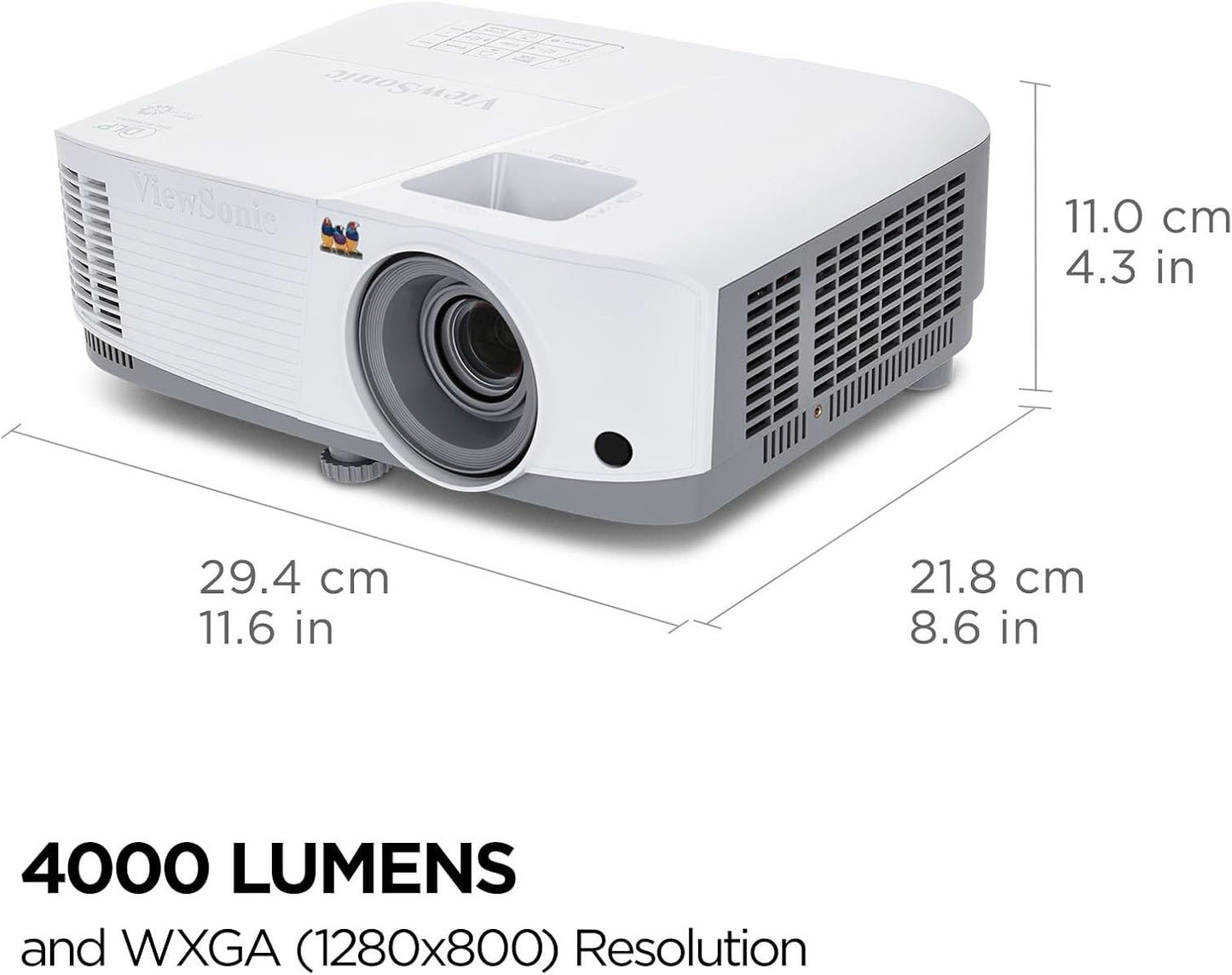 ViewSonic PS502X 4000 Lumens XGA Short Throw Projector, High Brightness for Small Meeting Rooms and Living Rooms, Dual HDMI, and USB-A Inputs