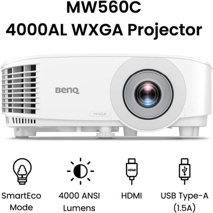 BenQ WXGA Business Projector (MW560C) - DLP - 4,000 Lumens High Brightness - 20,000:1 High Contrast Ratio