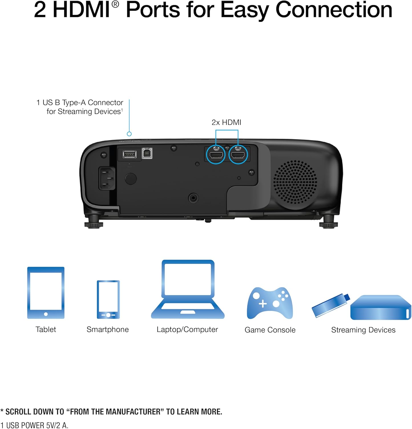 Epson Pro EX9270 Wireless 1080p 3LCD Projector 4,100 Lumens Color and White Brightness, Apple AirPlay