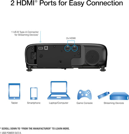 Epson Pro EX9270 Wireless 1080p 3LCD Projector 4,100 Lumens Color and White Brightness, Apple AirPlay