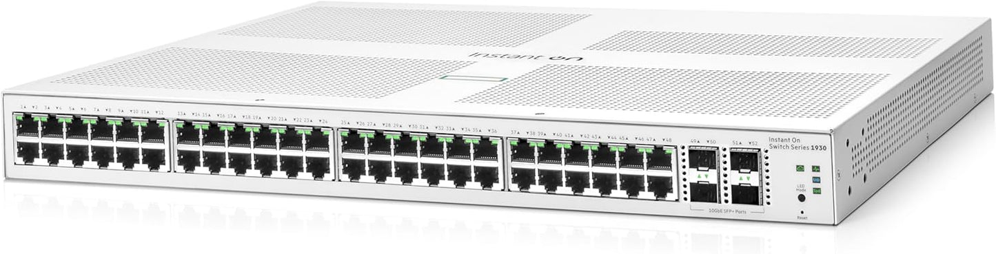 HPE Aruba Instant On 1930 48G 4SFP/SFP+ Switch - Switch - L2+ - Managed - 48 x 10/100/1000 + 4 x 1 Gigabit / 10 Gigabit SFP+ - rack-mountable