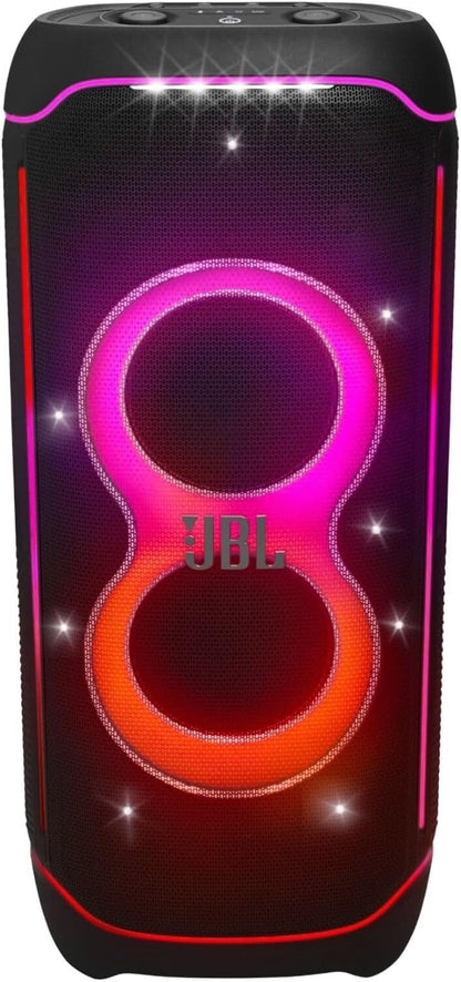 JBL Partybox Ultimate - Multi Purpose Party Speaker, with Wi-fi & Bluetooth Connectivity, Wireless, Lightshow, IPx4 Slashproof, Dual Mic & Guitar Inputs, Handle & Sturdy Wheels, Black