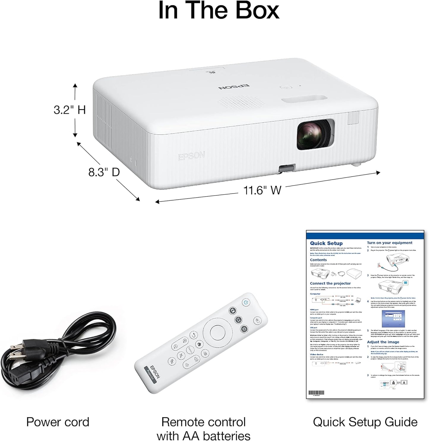 Epson EpiqVision Flex CO-W01 Portable Projector 3-Chip 3LCD, Widescreen, 3000 Lumens Color/White Brightness, 5 W Speaker