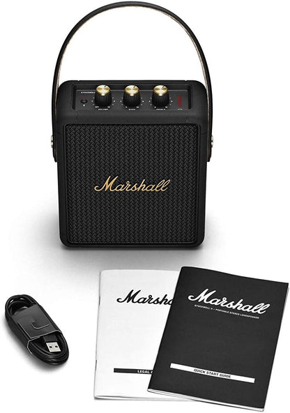 Marshall Stockwell II Portable Bluetooth Speaker, Black and Brass