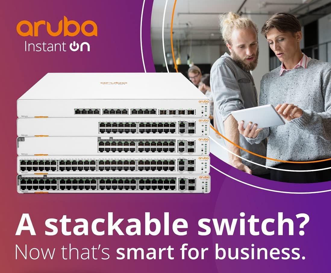 Aruba JL809A Instant On 1960 48G 40p Class4 8p PoE 2XGT 2SFP+ 600W Switch (Renewed)