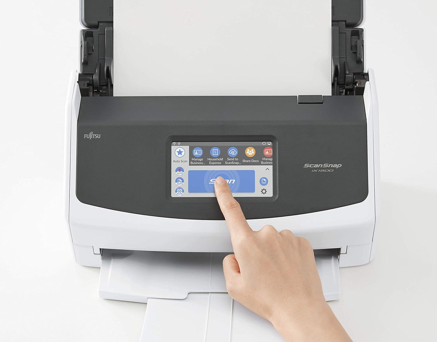 ScanSnap Fujitsu iX1500 Color Duplex Document Scanner with Touch Screen for Mac or PC, White