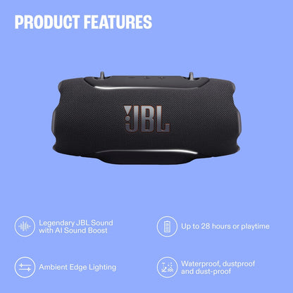 JBL Xtreme 5 - Portable Waterproof Speaker with Massive Legendary JBL Sound, Ambient Edge Lighting, Convenient Shoulder Strap, Supports Lossless USB-C Audio, Built-in powerbank & Auracast™ (Black)