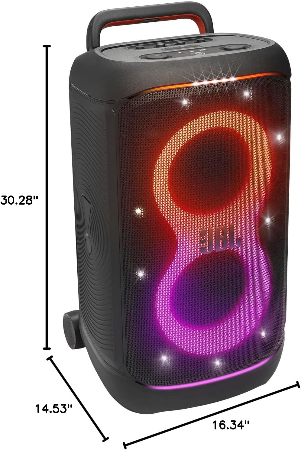 JBL PartyBox 520 - Portable Battery-Powered Party Speaker with AI Sound Boost, Up to 15 Hours of Play time, IPX4 Splash Proof, Multi-Speaker Connection by Auracast, and Telescopic Handle (Black)