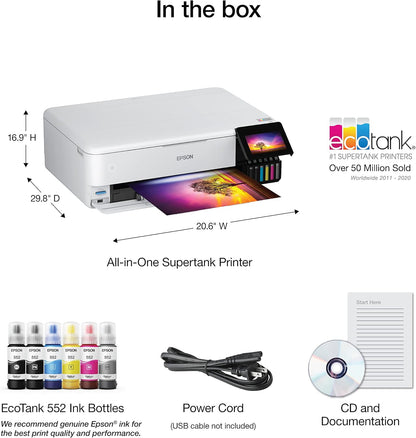 Epson EcoTank Photo ET-8550 Wireless Wide-format Color All-in-One Supertank Printer with Scanner Copier