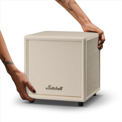 Marshall Heston Sub 200 Subwoofer - Deep Bass for TV, Movies, and Music | Bluetooth LE and RCA Mono Connectivity - Cream