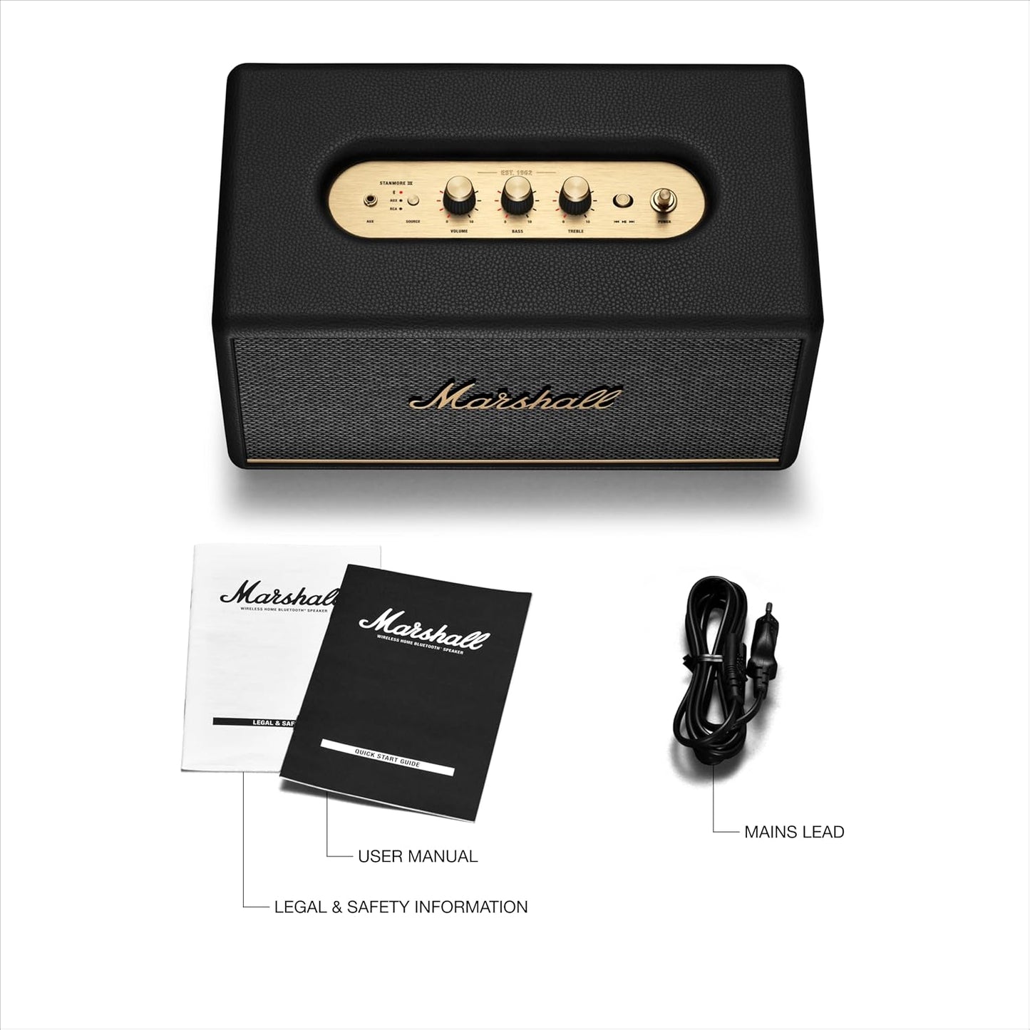 Marshall Stanmore III Bluetooth Home Speaker - Loud Stereo Sound with Bass and Treble Controls | Plug-in Powered