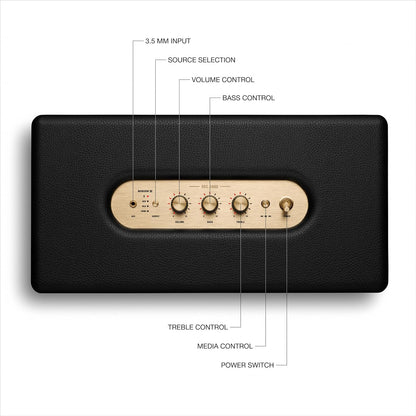 Marshall Woburn III Bluetooth Home Speaker - Loud Stereo Sound with Bass and Treble Controls | Plug-in Powered | Record Player Compatible | HDMI, RCA, 3.5mm Aux Inputs - Black