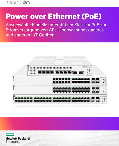 Aruba Instant On 1930 52P Gb Ethernet 48xGE PoE (370W), 4X 1G/10G SFP+, L2+ Smart Switch EU Europe Cord (JL686A#ABB)