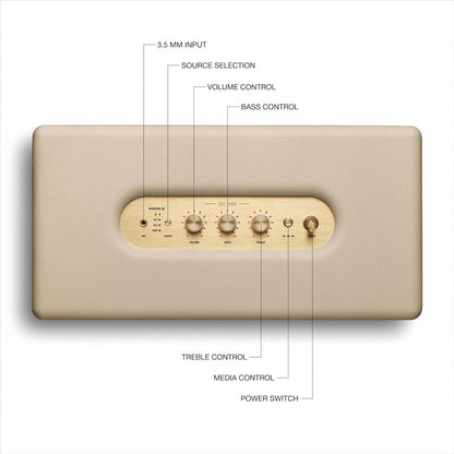 Marshall Woburn III Bluetooth Home Speaker - Loud Stereo Sound with Bass and Treble Controls | Plug-in Powered | Record Player Compatible | HDMI, RCA, 3.5mm Aux Inputs - Cream