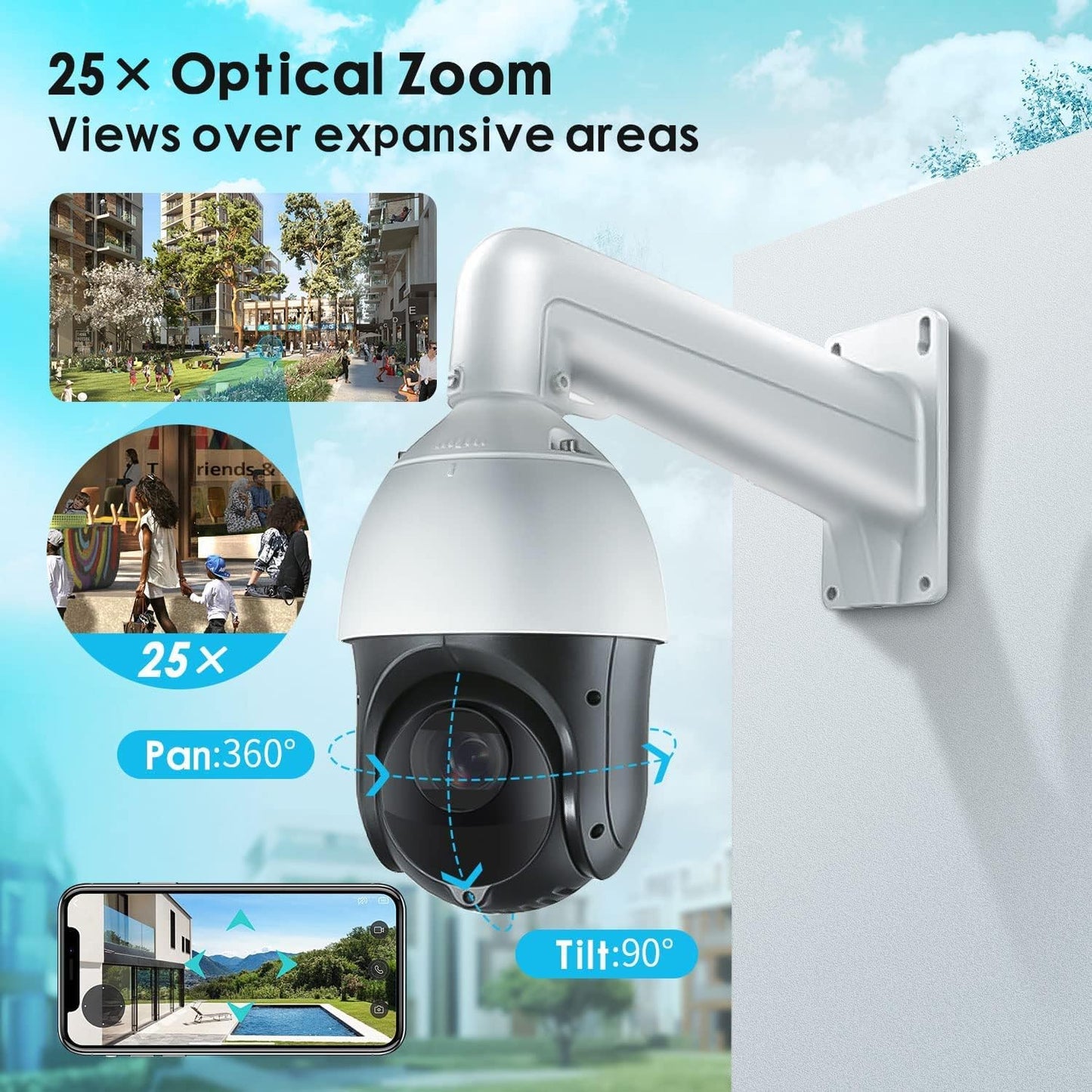 HIK-Tech US 4MP 4-inch 25x Network IR PTZ Outdoor Dome Camera DS-2DE4425IW-DE