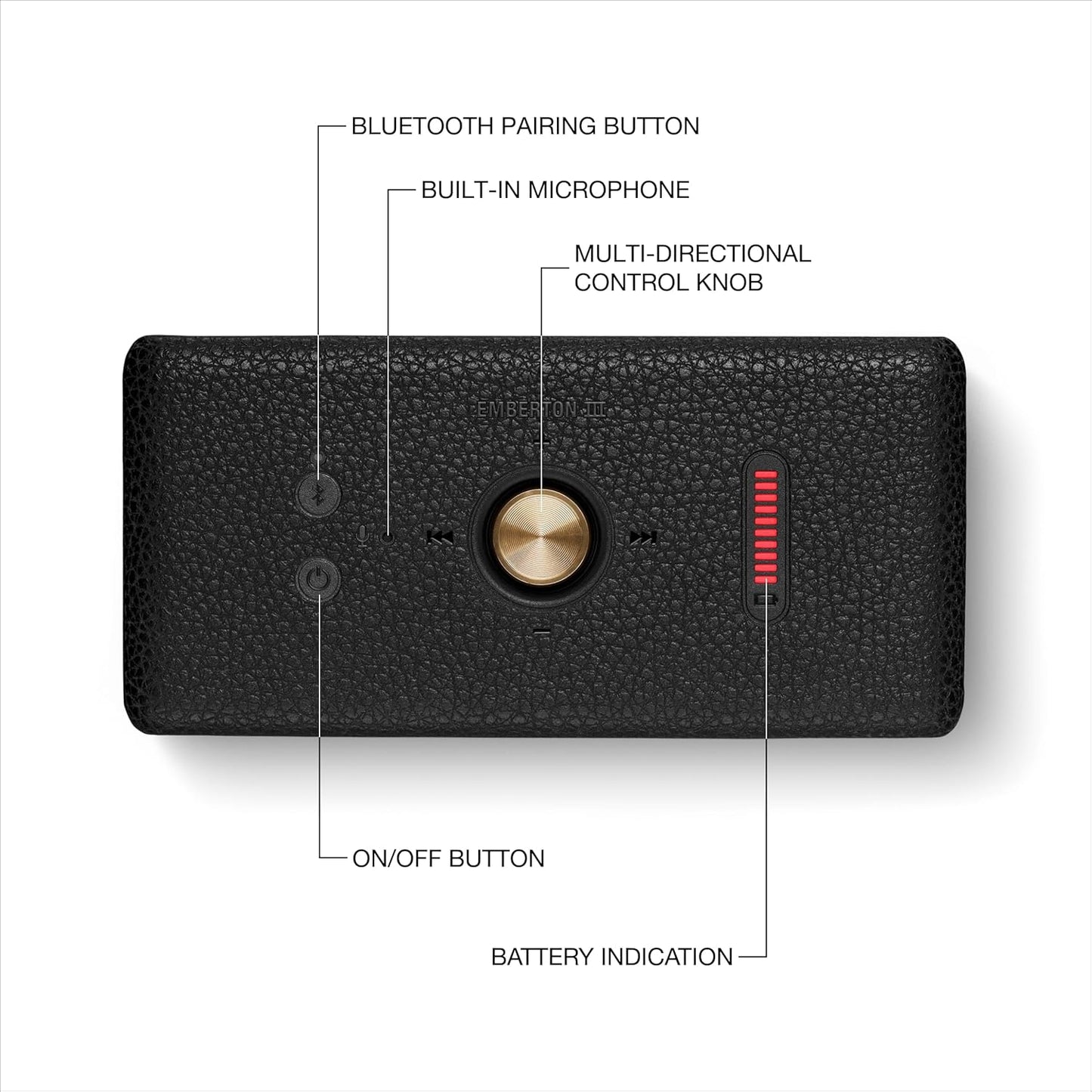 Marshall Emberton III Portable Bluetooth Speaker - Rugged Waterproof/Dust-Proof Design | Loud Stereo Sound, Deep Bass | Compact and Wireless for Travel and Outdoors - Black and Brass