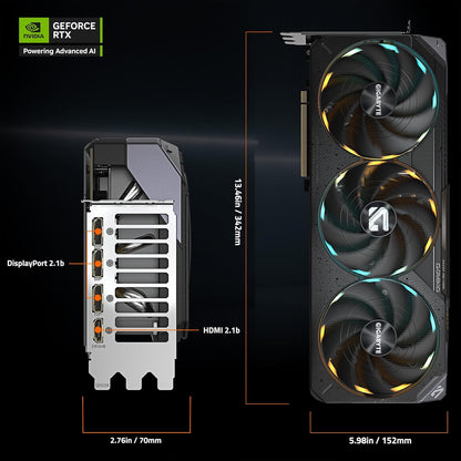 GIGABYTE GeForce RTX 5090 Gaming OC 32G Graphics Card, WINDFORCE Cooling System, 32GB 512-bit GDDR7, by NVIDIA, DisplayPort & HDMI