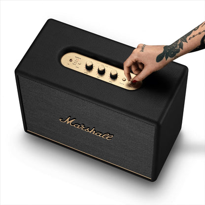 Marshall Woburn III Bluetooth Home Speaker - Loud Stereo Sound with Bass and Treble Controls | Plug-in Powered | Record Player Compatible | HDMI, RCA, 3.5mm Aux Inputs - Black