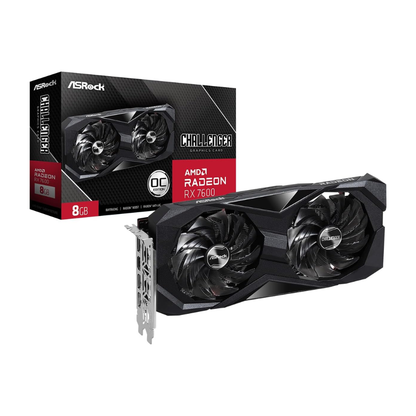 ASRock Radeon RX 7600 Challenger 8GB OC Graphics Card, AMD RDNA 3 Architecture, 8GB GDDR6, PCIe 4.0, Dual Fans, 0dB Silent Cooling, HDMI 2.1, DisplayPort 1.4