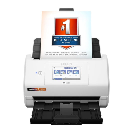 Epson RapidReceipt RR-600W Wireless Desktop Color 2-Sided Document & Tax Receipt Scanner with ScanSmart AI