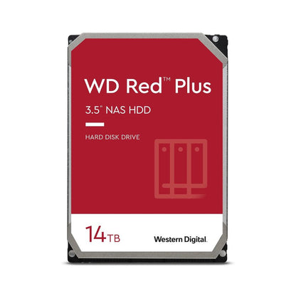 Western Digital 14TB WD Red Plus NAS Internal Hard Drive HDD - 5400 RPM, SATA 6 Gb/s, CMR, 512 MB Cache, 3.5" - WD140EFFX