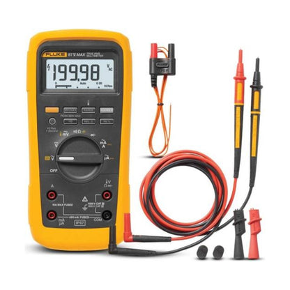 Fluke 87V MAX True-RMS Digital Multimeter, Rugged, Waterproof and Dustproof IP67 Rated, Up to 800 Hour Battery Capacity, Built-In Thermometer, Withstands Drops Up To 13 Feet, Includes TL175 Test Leads