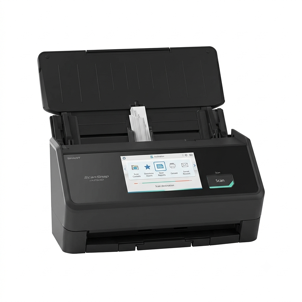 ScanSnap iX2500 Wireless or USB High-Speed Cloud Enabled Document, Photo & Receipt Scanner with Large 5" Touchscreen and 100 Page Auto Document Feeder for Mac or PC, Black