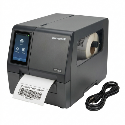 Honeywell PC45D Direct Thermal Label Printer, 4-inch Industrial Desktop Shipping & Barcode Printer, 203 DPI High-Speed Ethernet Model with Full Touchscreen, US Power Cord, PC45D000000201