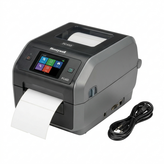 Honeywell PC45D Direct Thermal Label Printer, 4-inch Industrial Desktop Shipping & Barcode Printer, 300 DPI High-Speed Ethernet/Bluetooth/WLAN, Full Touchscreen, US Power Cord, PC45D010000301