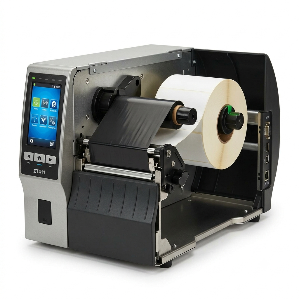 Zebra Technologies ZT411 Thermal Transfer Industrial Printer 300 dpi Print Width 4 Inches Features Serial, USB, Ethernet, and Bluetooth Connectivity ZT41143-T010000Z