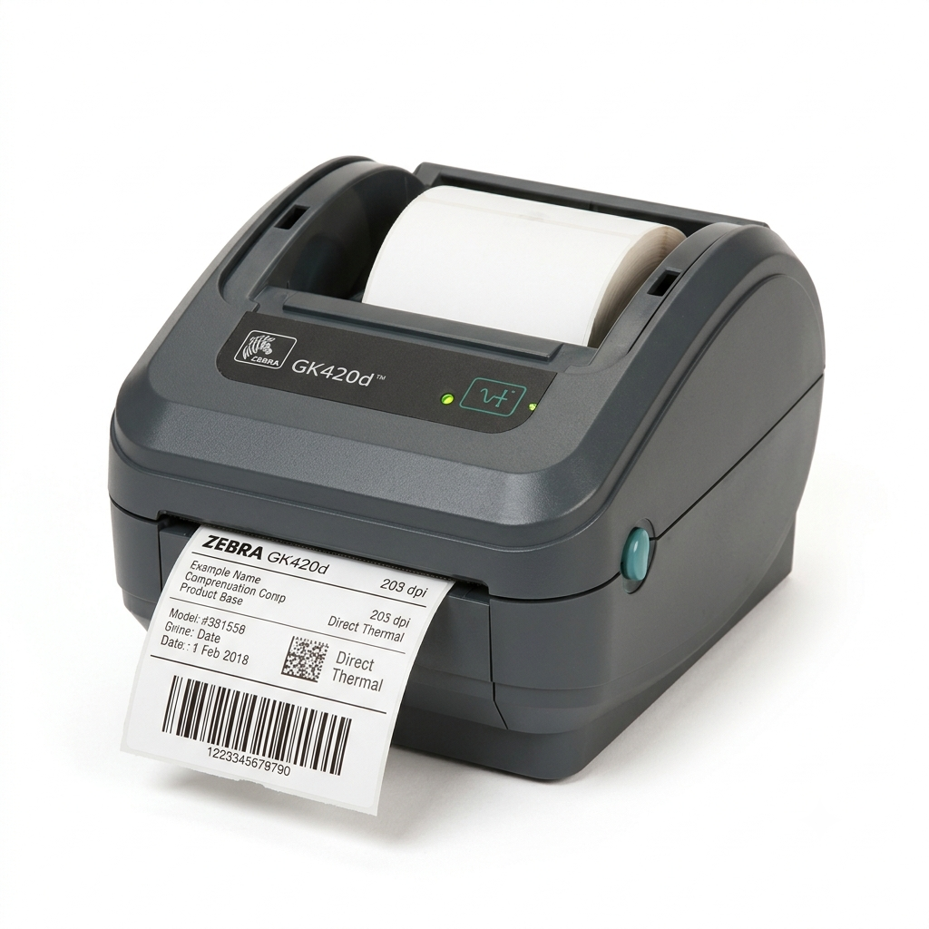Zebra GK420d Monochrome Desktop Direct Thermal Label Printer, 5 in/s Print Speed, 203 dpi Print Resolution, 4.09" Print Width, 100/240V AC