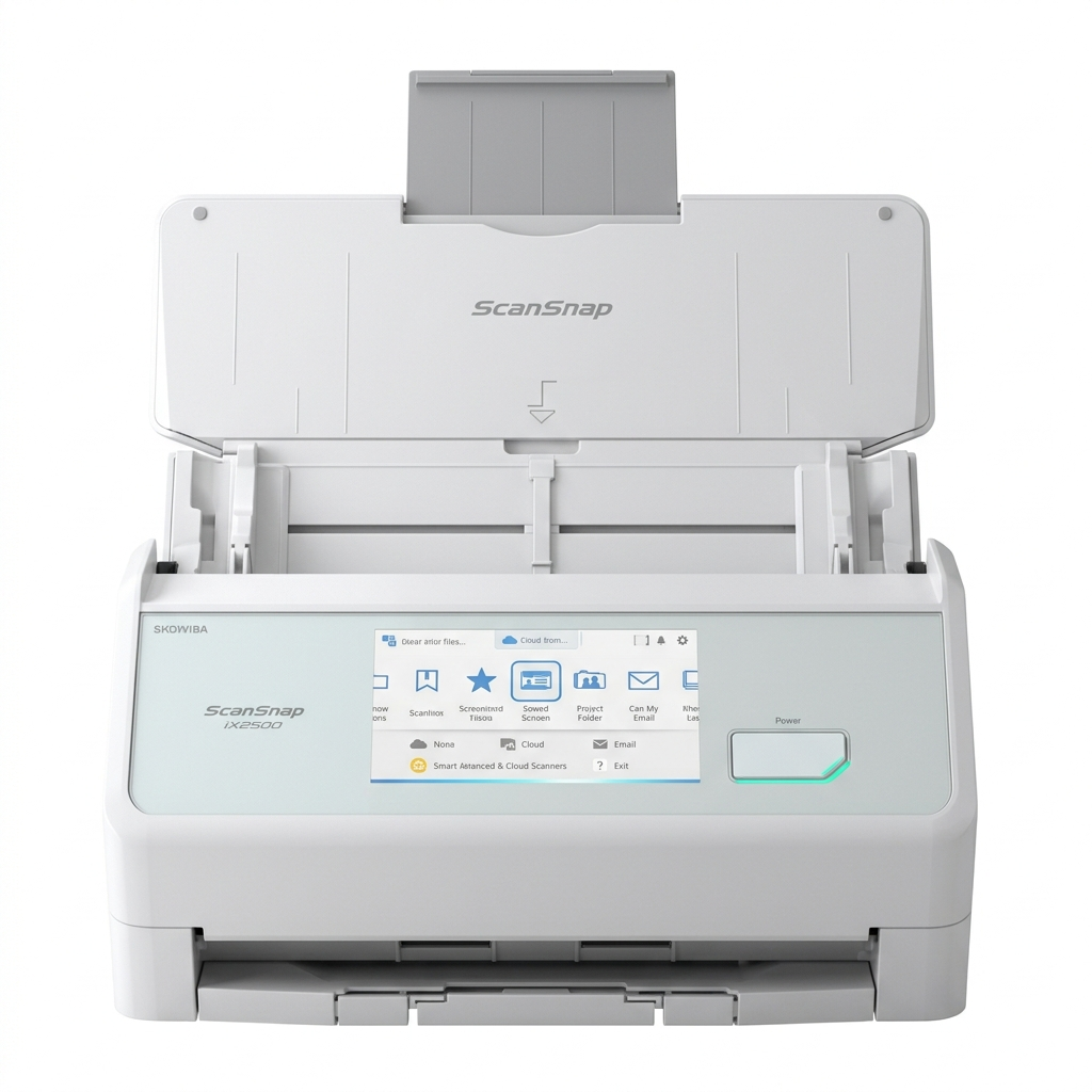 ScanSnap iX2500 Wireless or USB High-Speed Cloud Enabled Document, Photo & Receipt Scanner with Large 5" Touchscreen and 100 Page Auto Document Feeder for Mac or PC, White