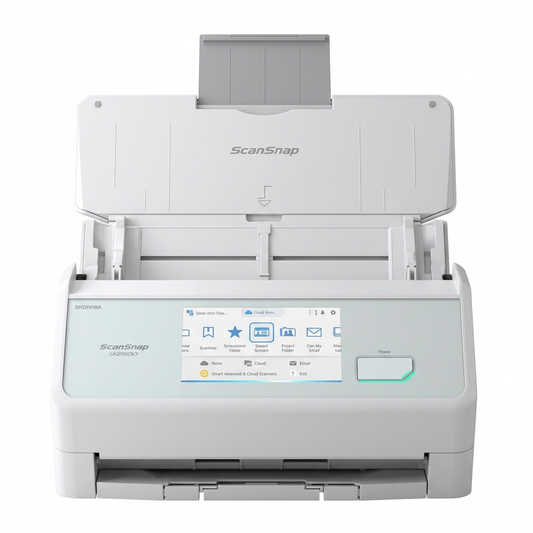 ScanSnap iX2500 Wireless or USB High-Speed Cloud Enabled Document, Photo & Receipt Scanner with Large 5" Touchscreen and 100 Page Auto Document Feeder for Mac or PC, White