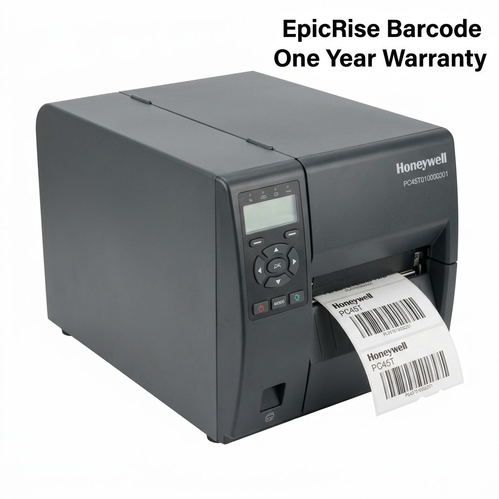 Honeywell PC45T Thermal Transfer Label Printer, Industrial Desktop Shipping & Barcode Printer, 203 DPI Ethernet/Bluetooth/WLAN, PC45T010000201 with EpicRise Barcode one Year Warranty
