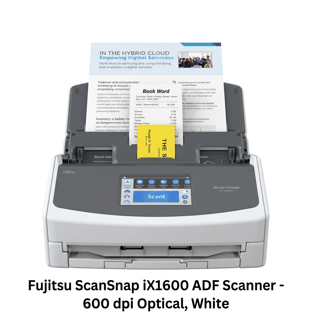 Fujitsu ScanSnap iX1600 ADF Scanner - 600 dpi Optical, White