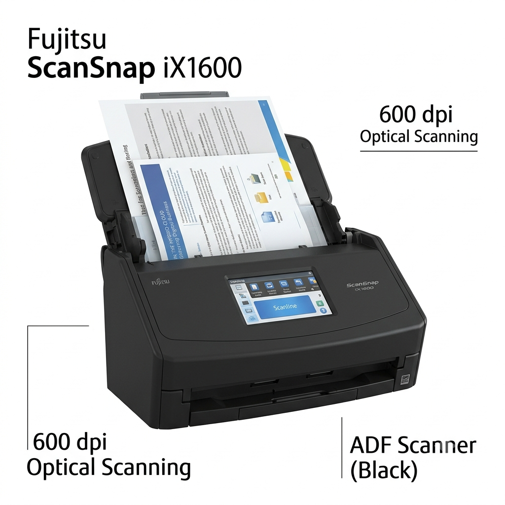Fujitsu ScanSnap iX1600 ADF Scanner - 600 dpi Optical (Black)