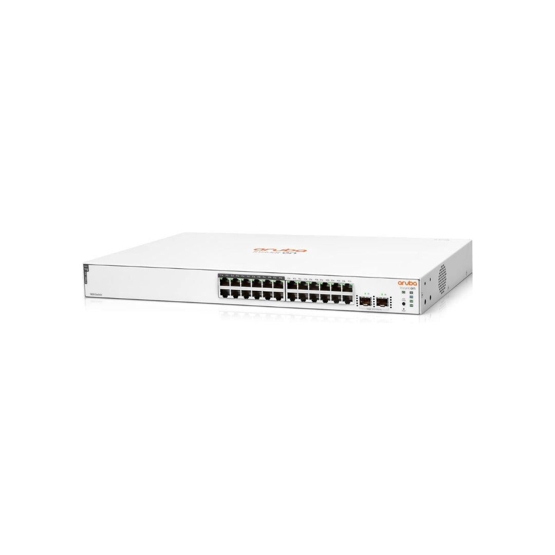Aruba Instant On 1830 24-Port Gb | 12-Port Class 4 PoE Smart Switch (195W) - 24x 1G | 2X SFP | US Cord (JL813A#ABA)