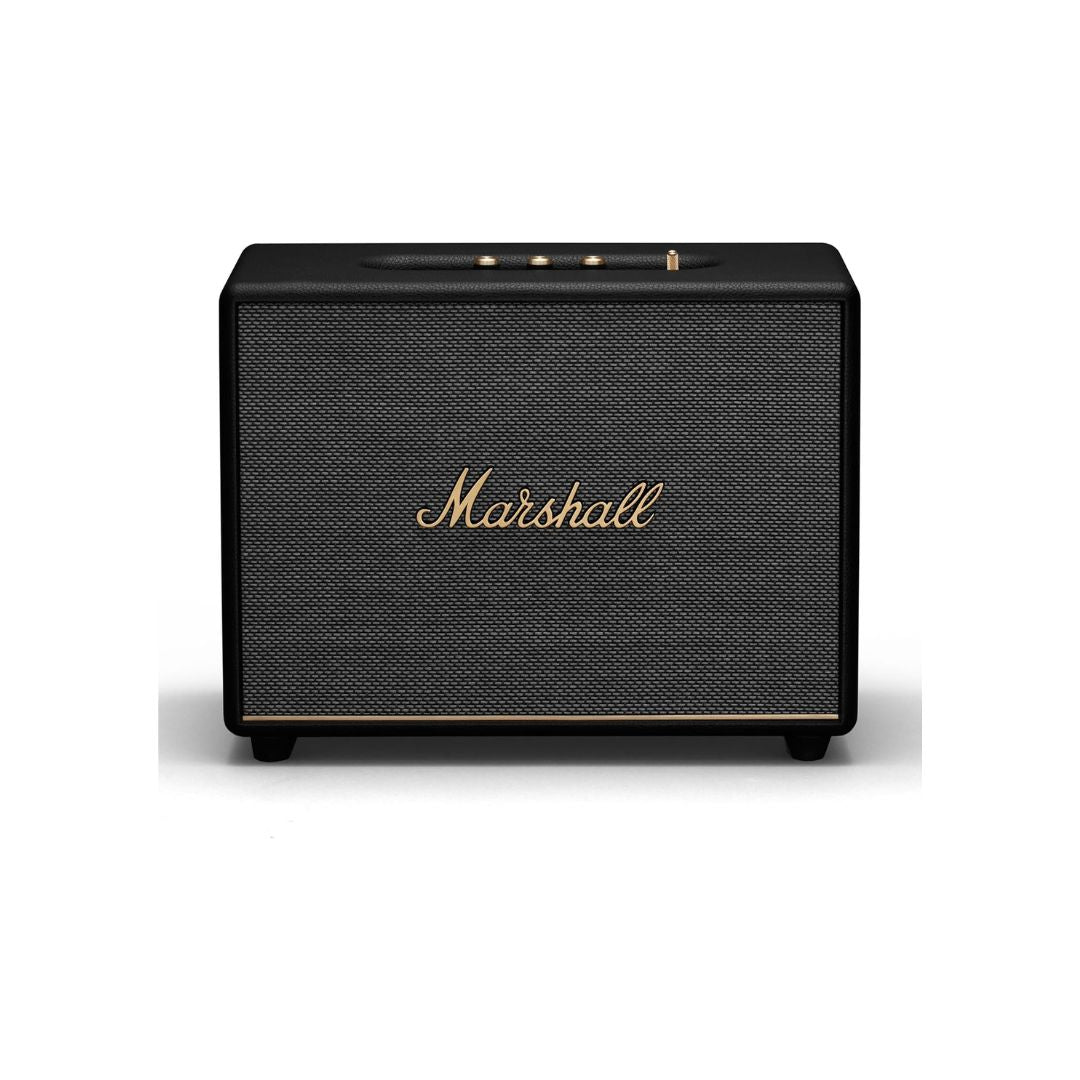 Marshall Woburn III Bluetooth Home Speaker - Loud Stereo Sound with Bass and Treble Controls | Plug-in Powered | Record Player Compatible | HDMI, RCA, 3.5mm Aux Inputs - Black
