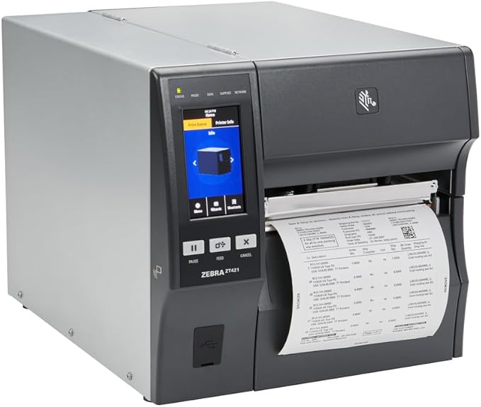 Zebra ZT421 Thermal Industrial Printer 6" | 203 DPI | No Ink Required | USB, Serial, Ethernet, Bluetooth 4.1, MFi | Touch Color LCD | Thermal Transfer | ZT42162-T010000Z