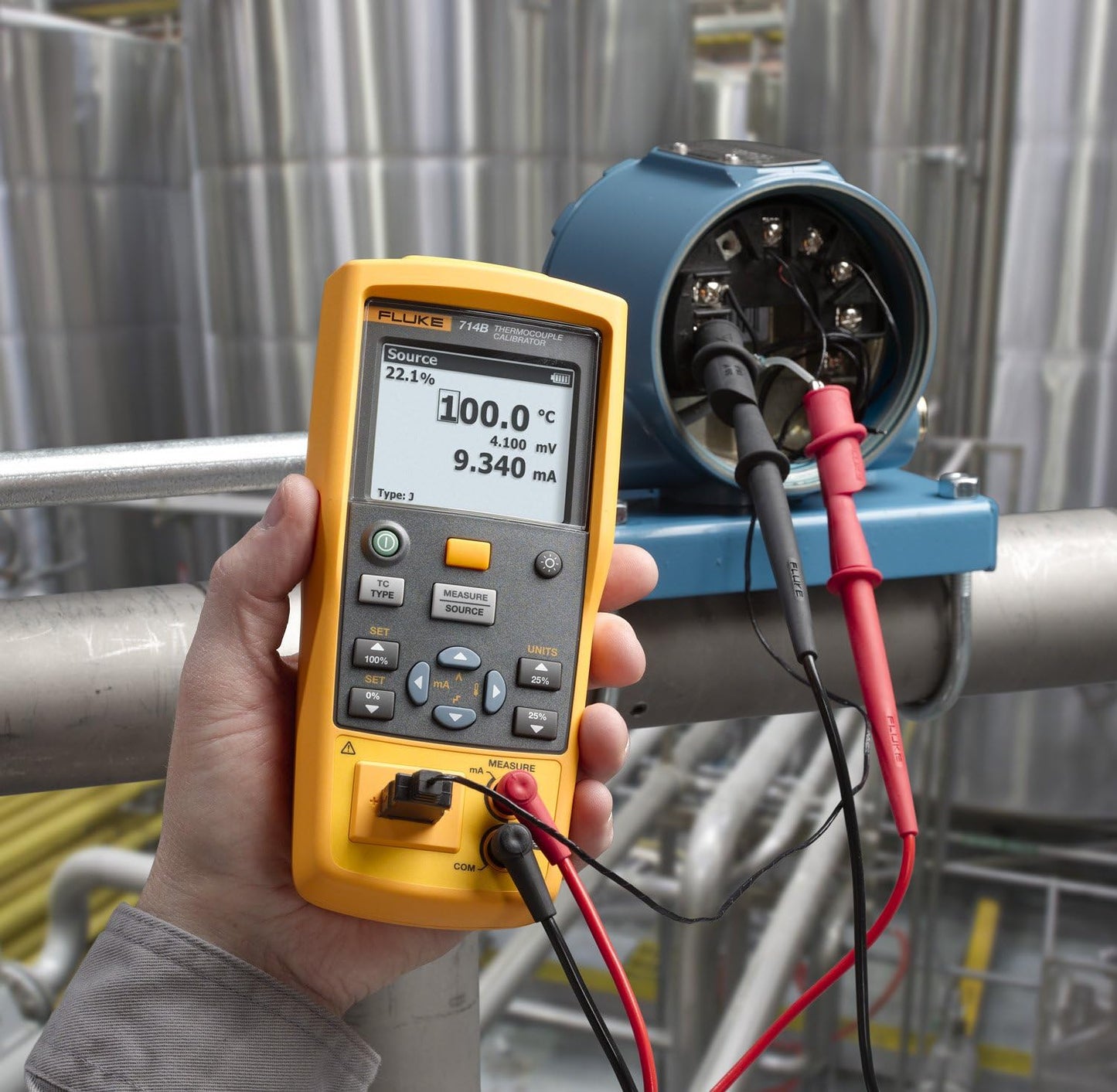 Fluke-714B Thermocouple Calibrator, Yellow/Brown/Black/Red