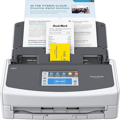 ScanSnap Fujitsu iX1500 Color Duplex Document Scanner with Touch Screen for Mac or PC, White (2018 Release)