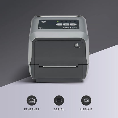 ZEBRA ZD621 Thermal Transfer Desktop Printer 203 dpi Print Width 4-inch USB Serial Ethernet 802.11ac ZD6A042-301L01EZ
